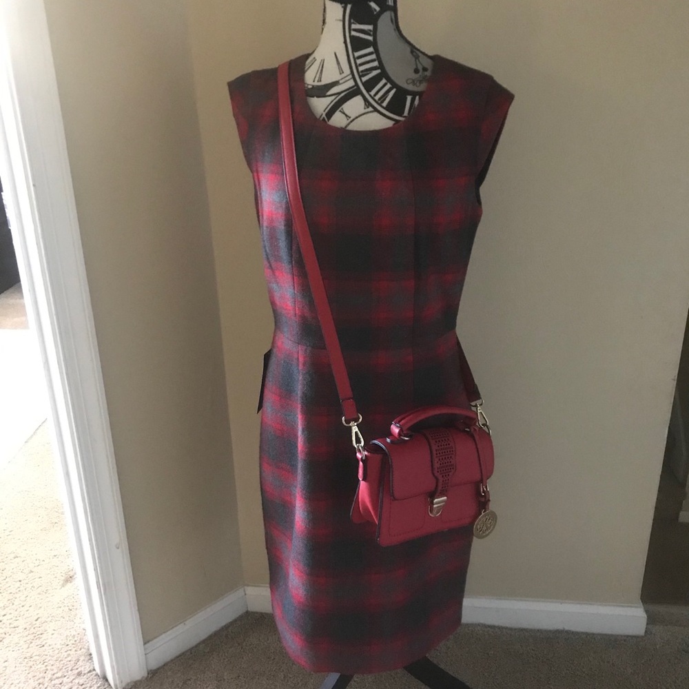 The Limited red and gray plaid dress